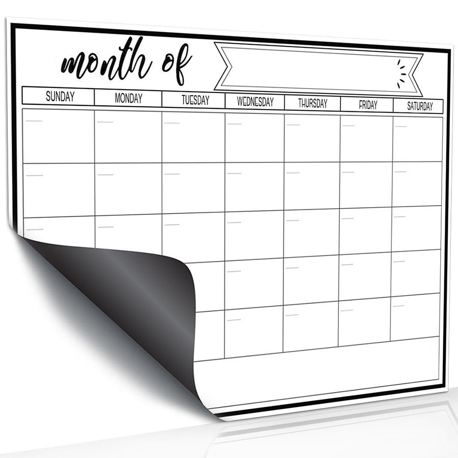 Magnetic Calendar Board - Fridge Magnetic Whiteboard Sticker, Weekly Monthly