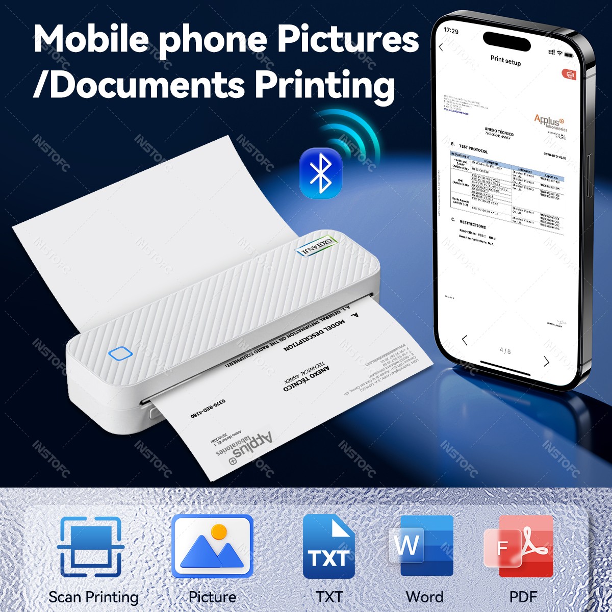 Portable A4 Thermal Printer Bl - Home Office Travel Document review and price