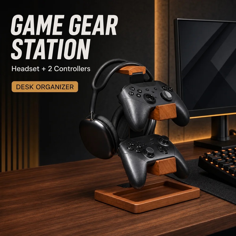 Wooden Headphone Stand Gaming  - Home Office Headset review and price